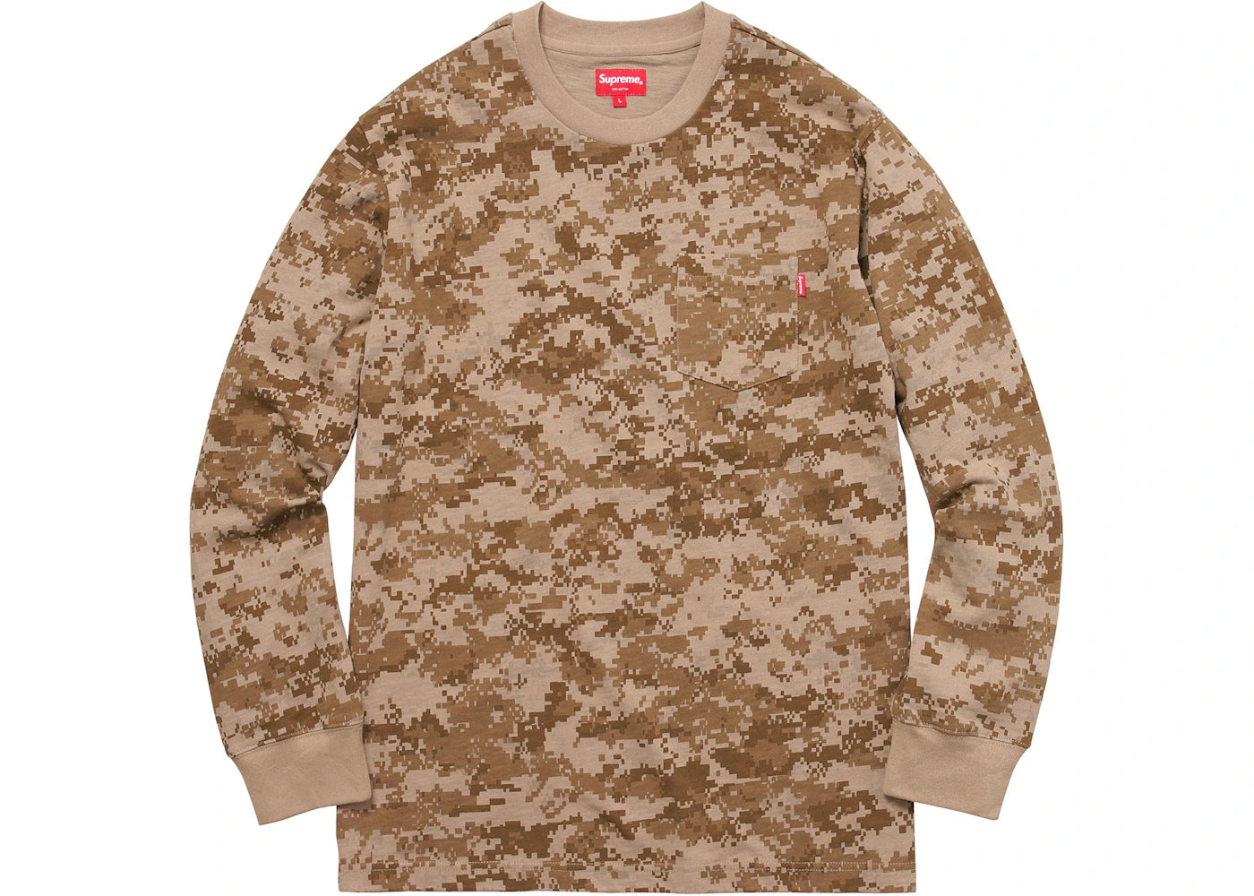 Supreme L/S Pocket Tee Tan Digi Camo