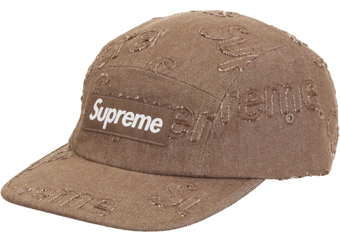 Supreme Lasered Denim Camp Cap Brown