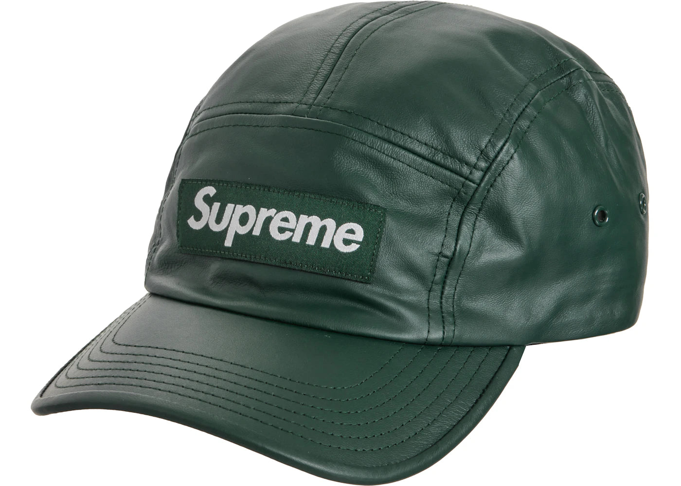 Supreme Leather Camp Cap Green