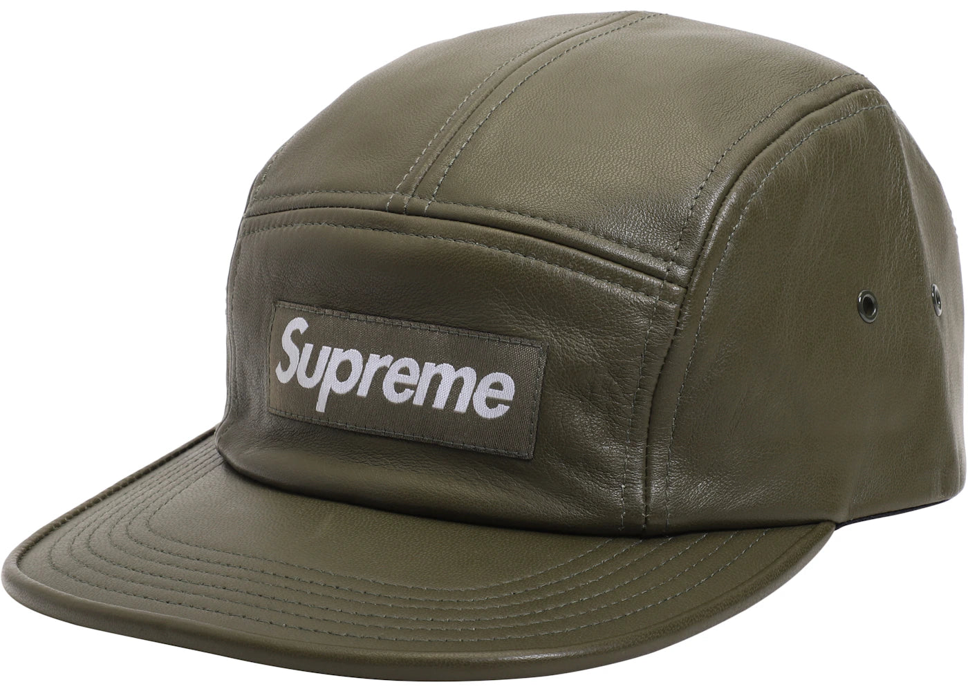 Supreme Leather Camp Cap Olive