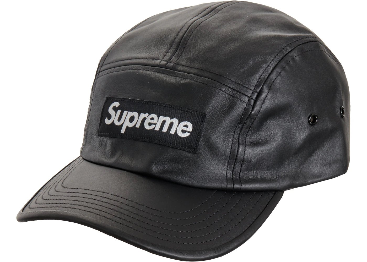 Supreme Leather Camp Cap (SS21) Black