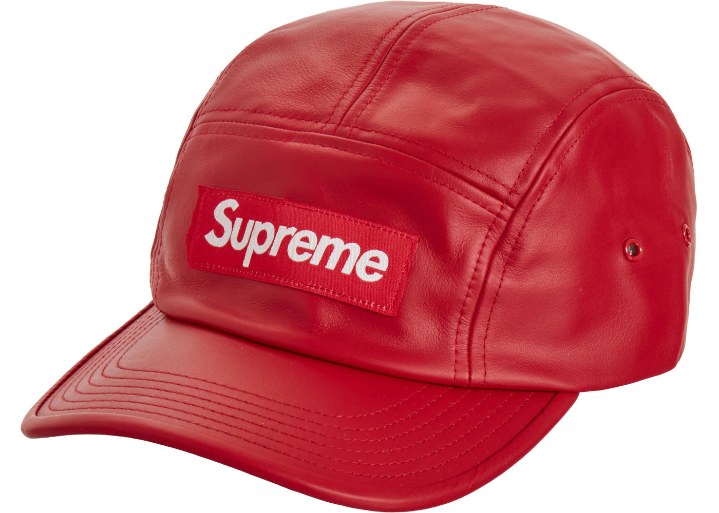 Supreme Leather Camp Cap Red