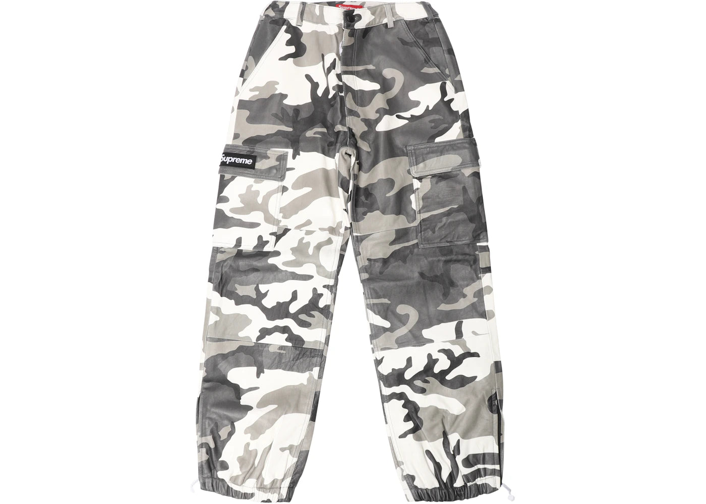 Supreme Leather Cargo Pants Snow Camo