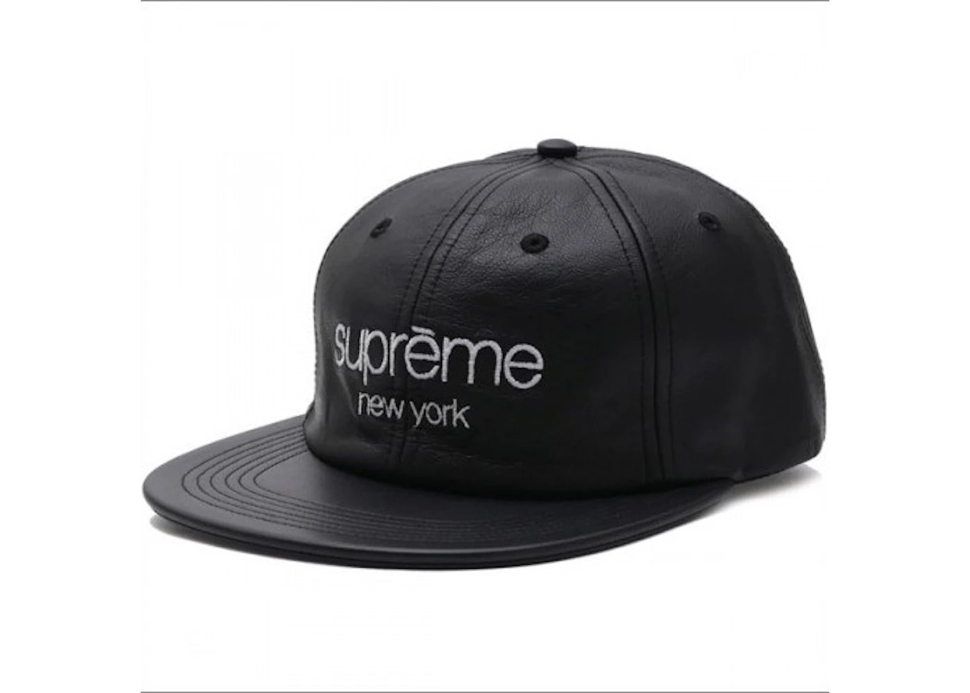 Supreme Leather Classic Logo 6 Panel Black