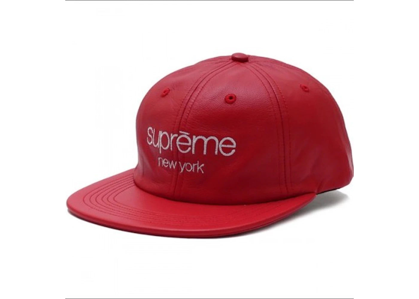 Supreme Leather Classic Logo 6 Panel Red