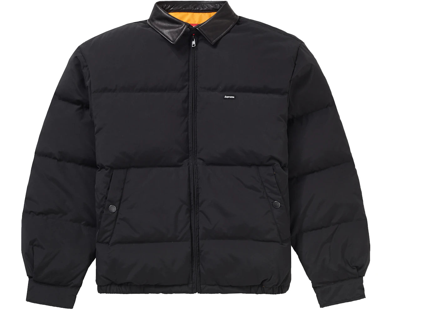 Supreme Leather Collar Puffy Jacket Black