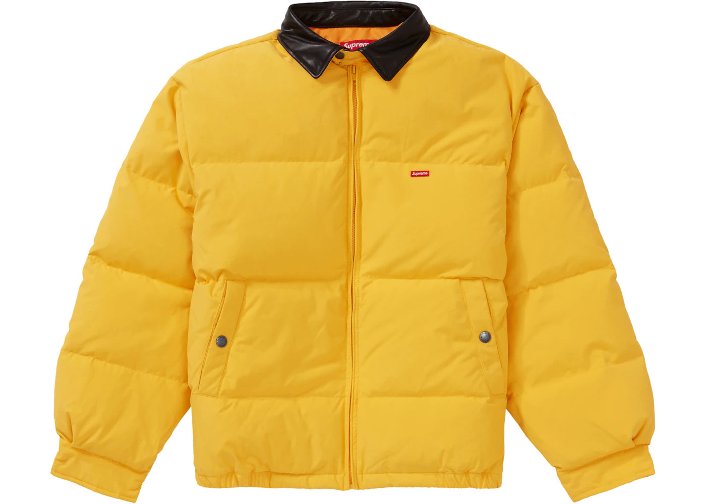 Supreme Leather Collar Puffy Jacket Yellow
