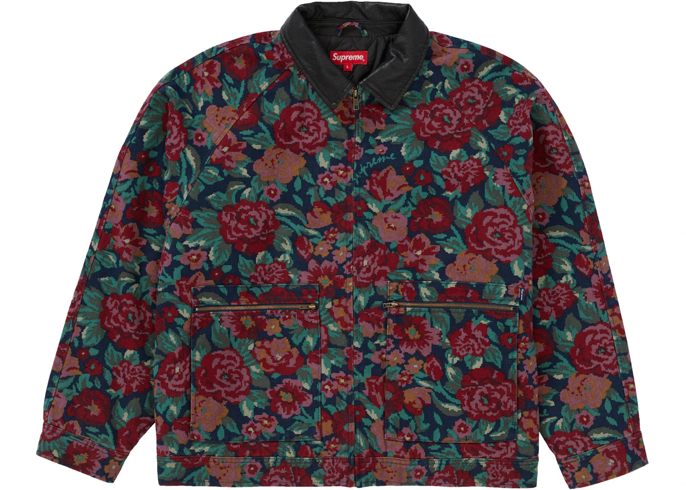 Supreme Leather Collar Work Jacket Digi Floral
