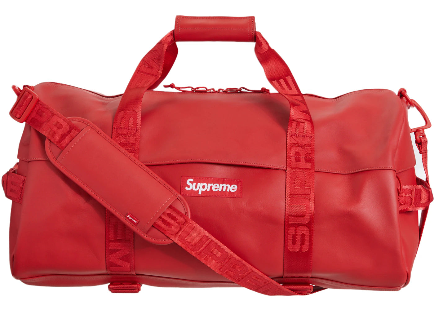 Supreme Leather Duffle Bag Red