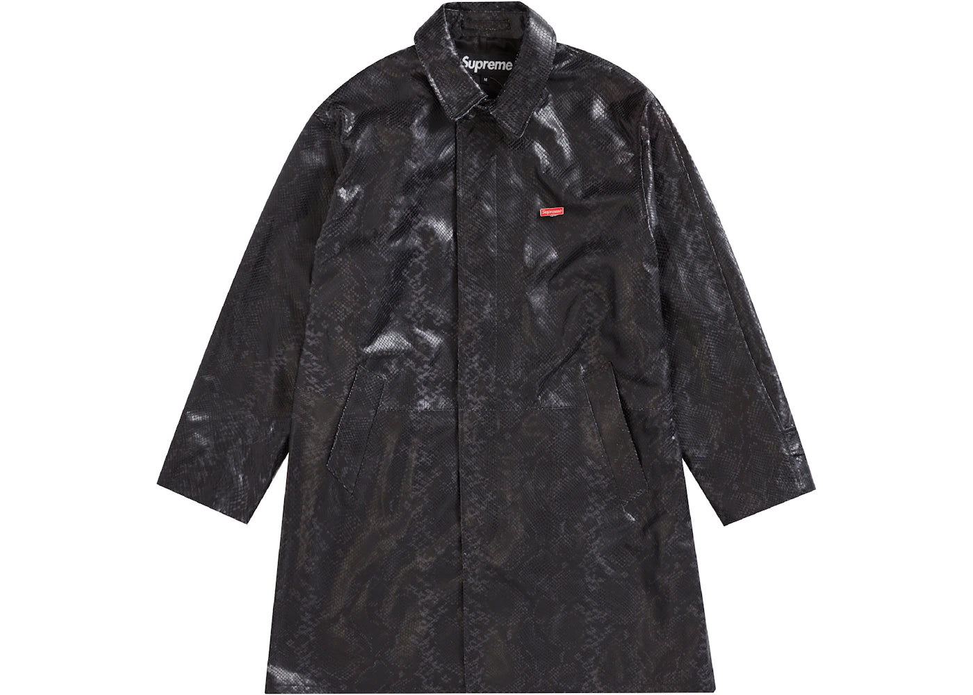 Supreme Leather Snake Trench Coat Black