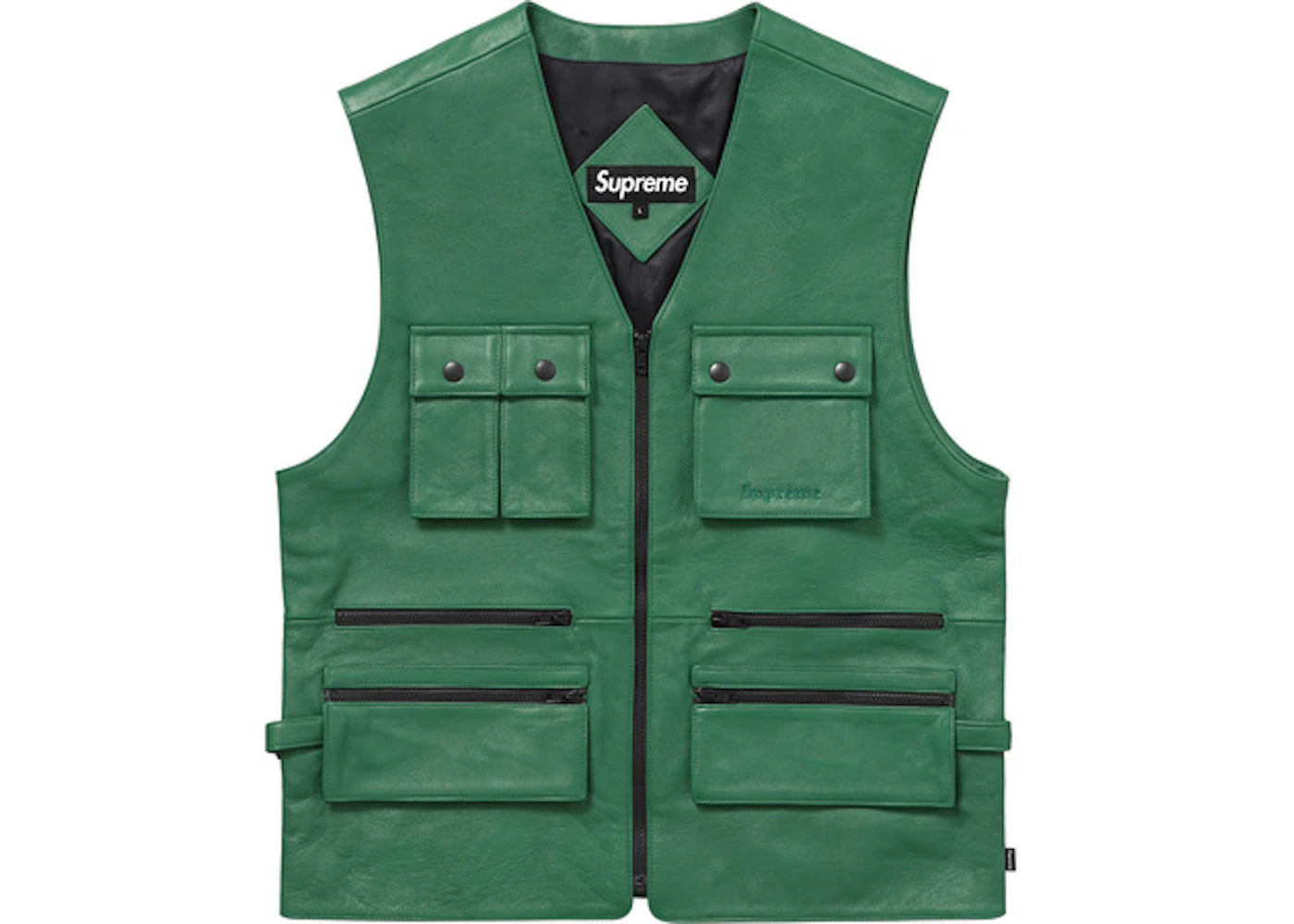Supreme Leather Utility Vest Green