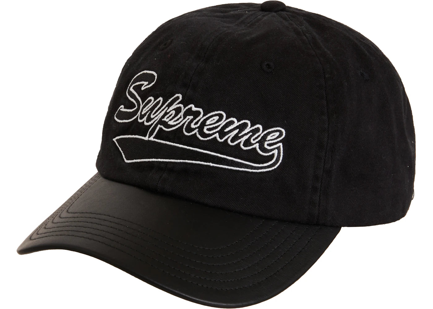 Supreme Leather Visor 6-Panel Black