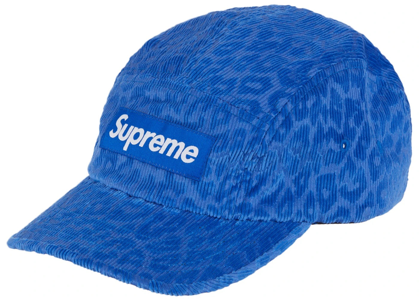 Supreme Leopard Corduroy Camp Cap Royal
