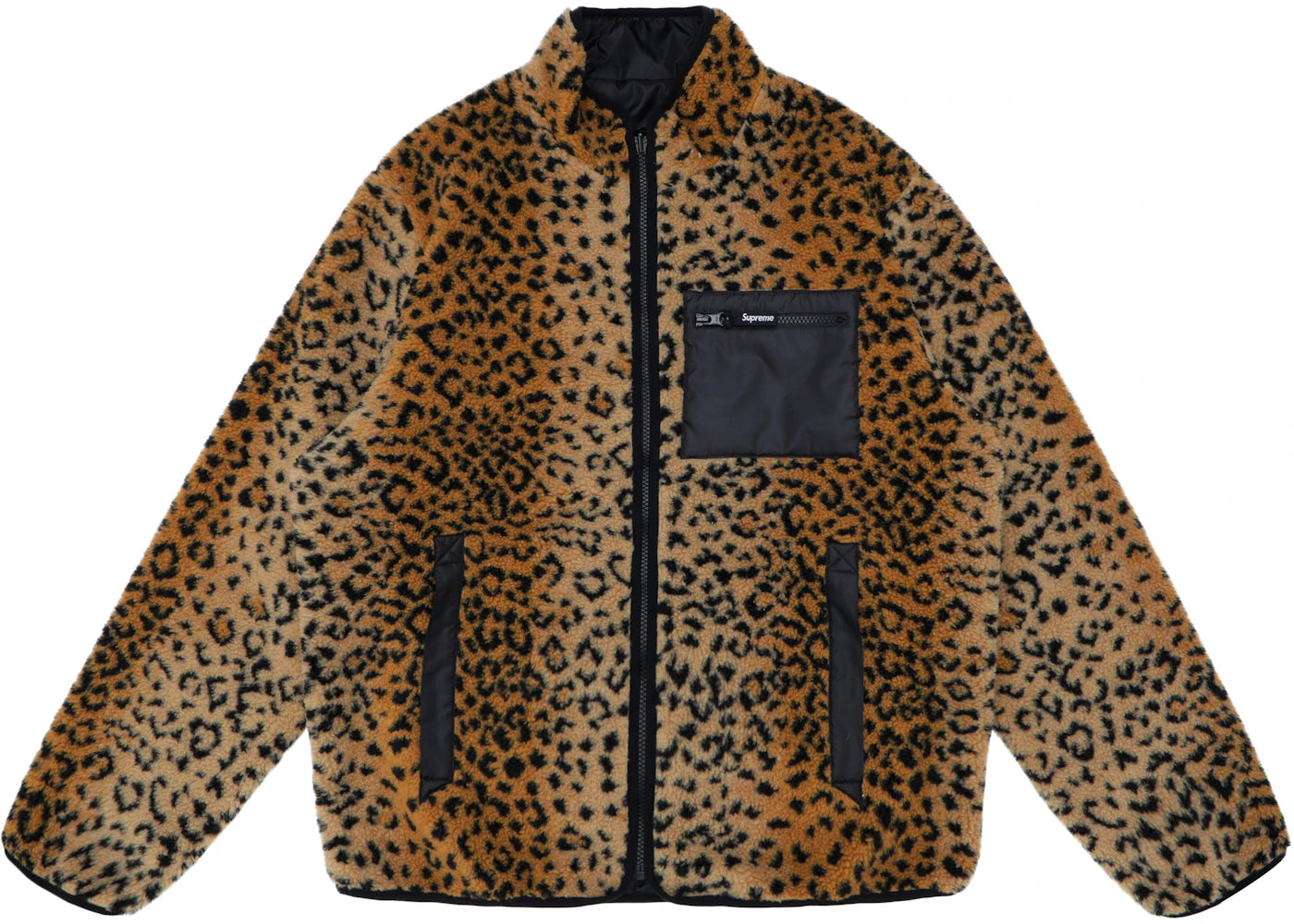 Supreme Leopard Fleece Reversible Jacket Black