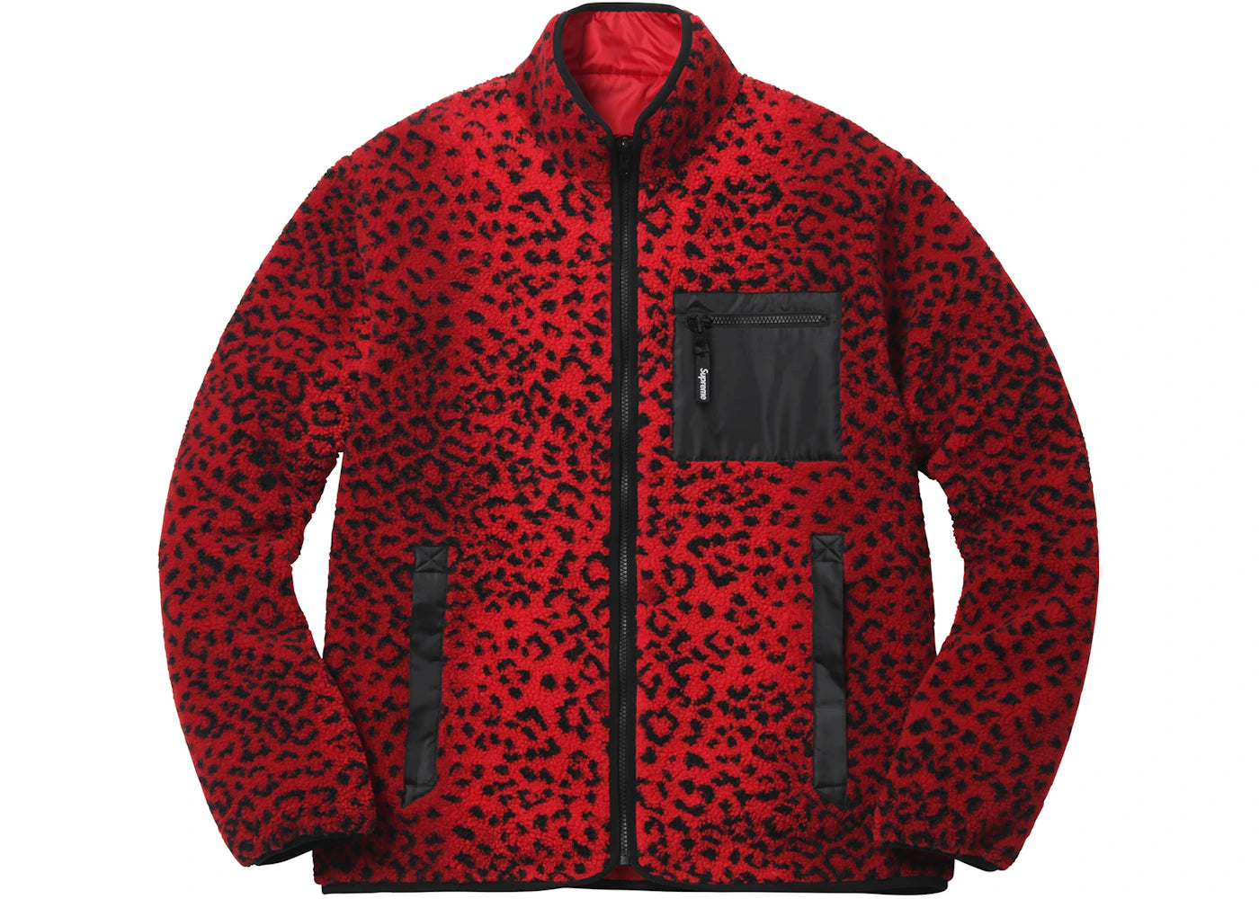 Supreme Leopard Fleece Reversible Jacket Red