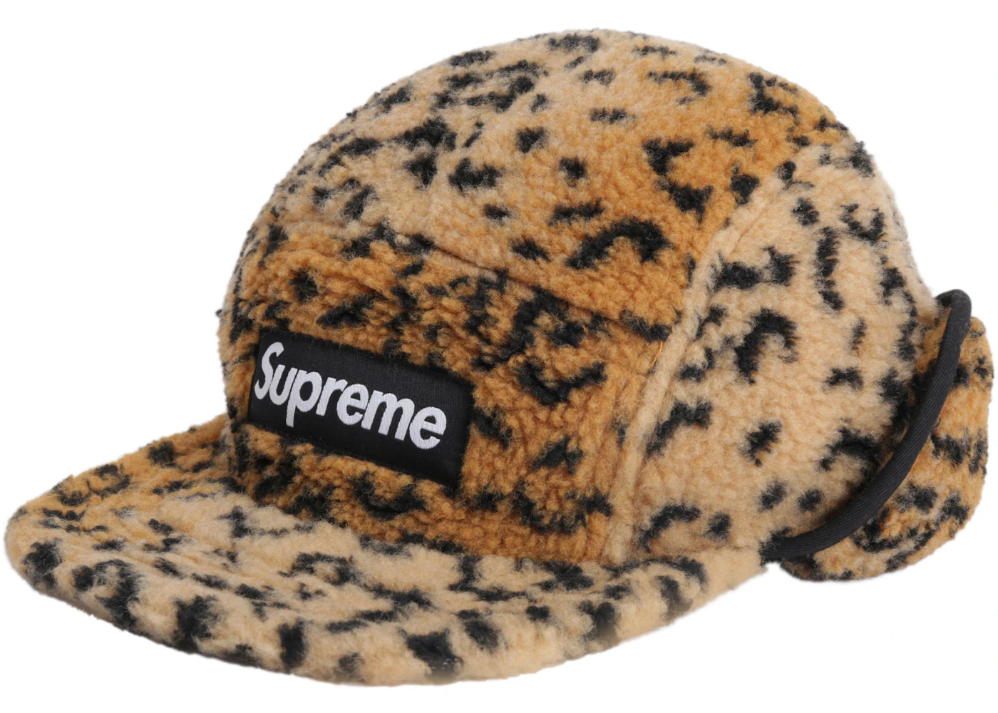 Supreme Leopard Polar Fleece Earflap Camp Cap Gold