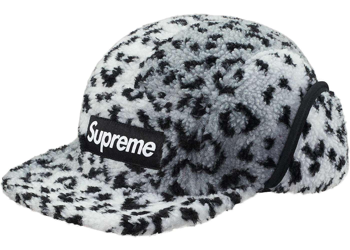 Supreme Leopard Polar Fleece Earflap Camp Cap White