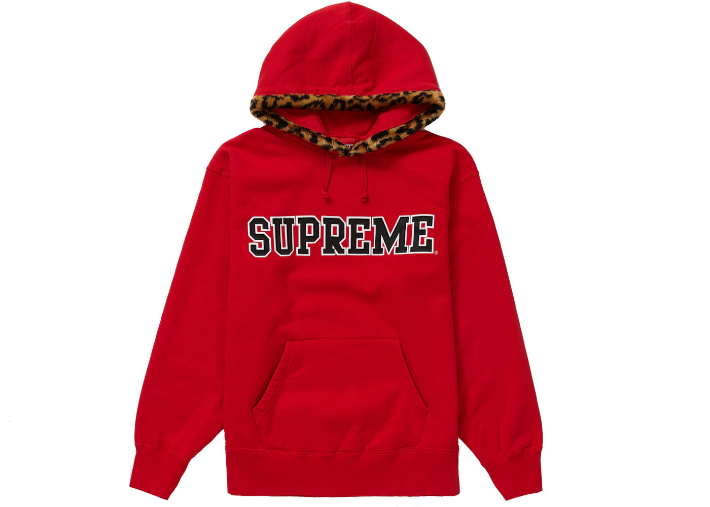 Supreme Leopard Trim Hooded Sweatshirt Red