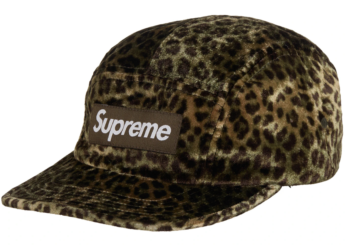 Supreme Leopard Velvet Camp Cap Olive