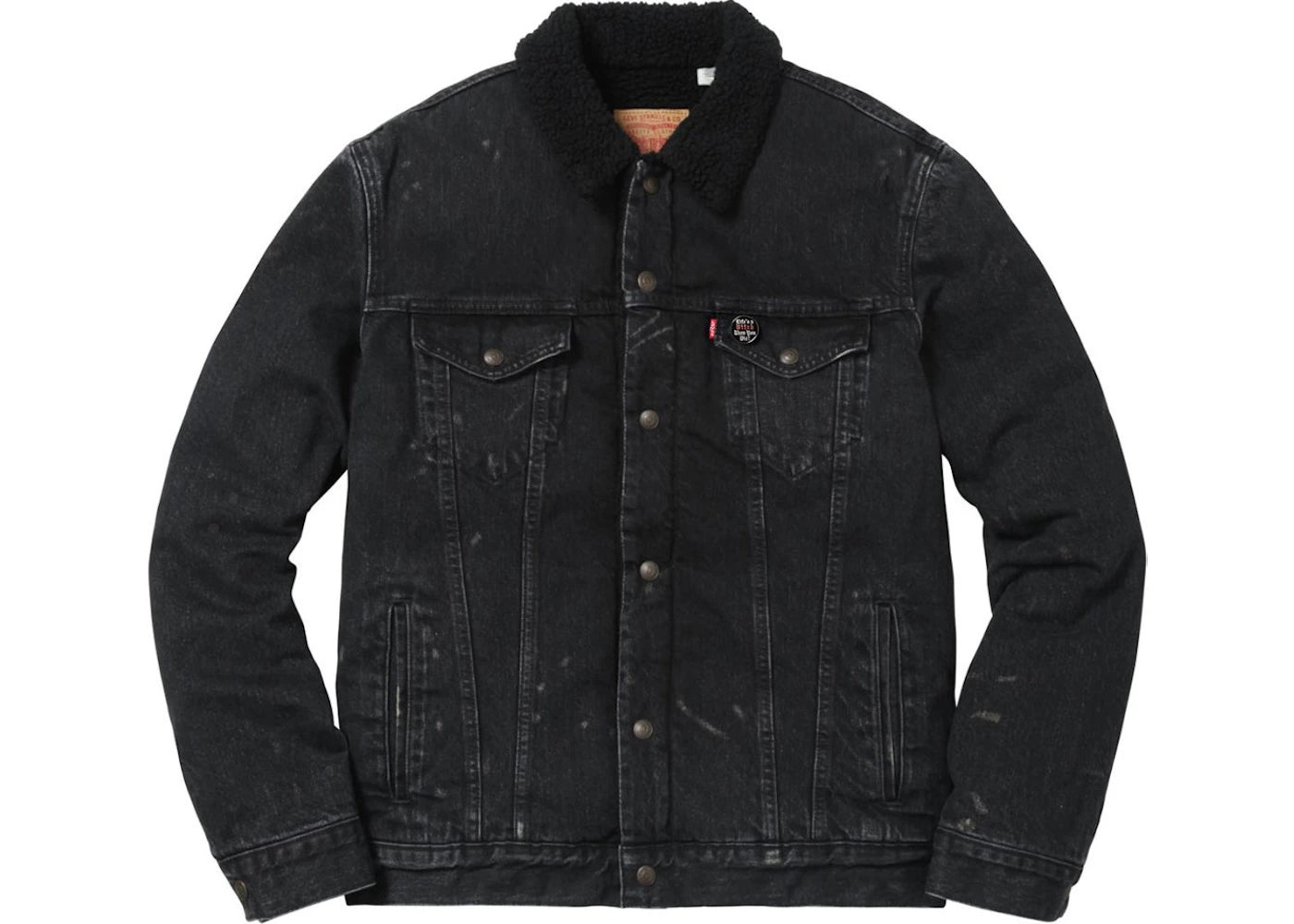 Supreme Levi's Bleached Sherpa Trucker Jacket Black