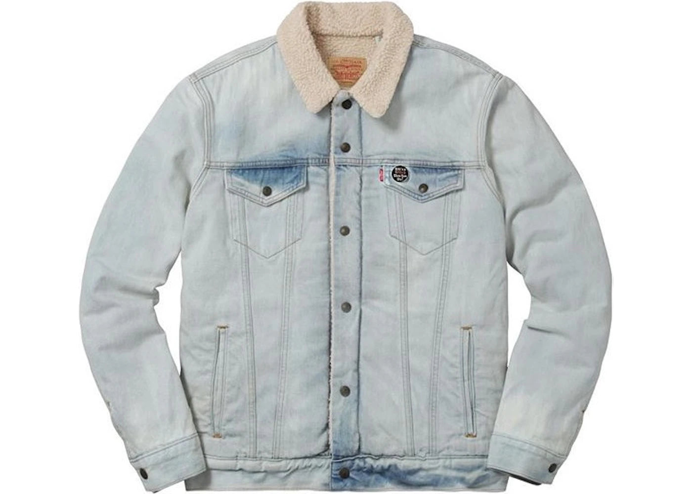 Supreme Levi's Bleached Sherpa Trucker Jacket Blue