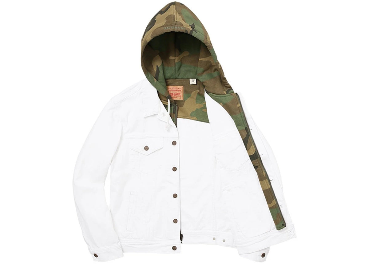 Supreme Levis Fleece Hood Trucker Jacket White
