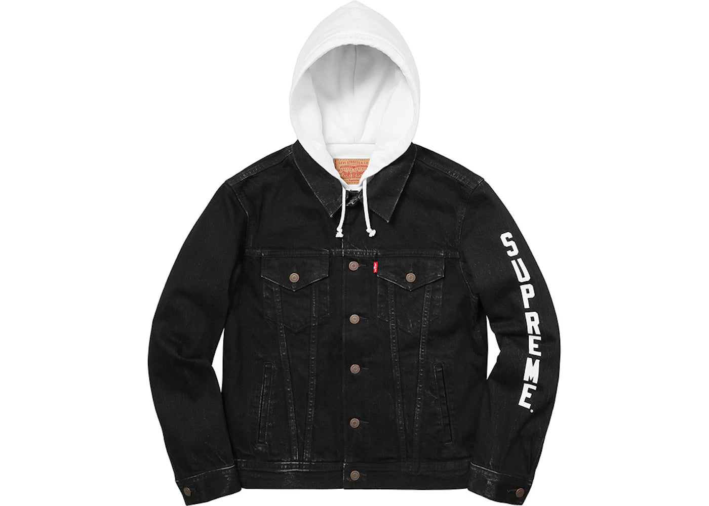 Supreme Levis Fleece Hood Trucker Jacket Black