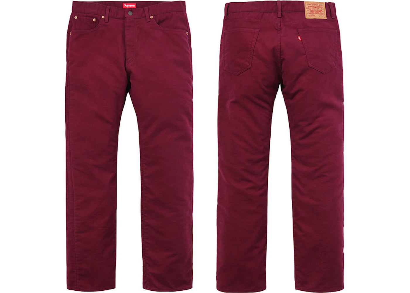 Supreme Levis Moleskin 505 Jean Burgundy