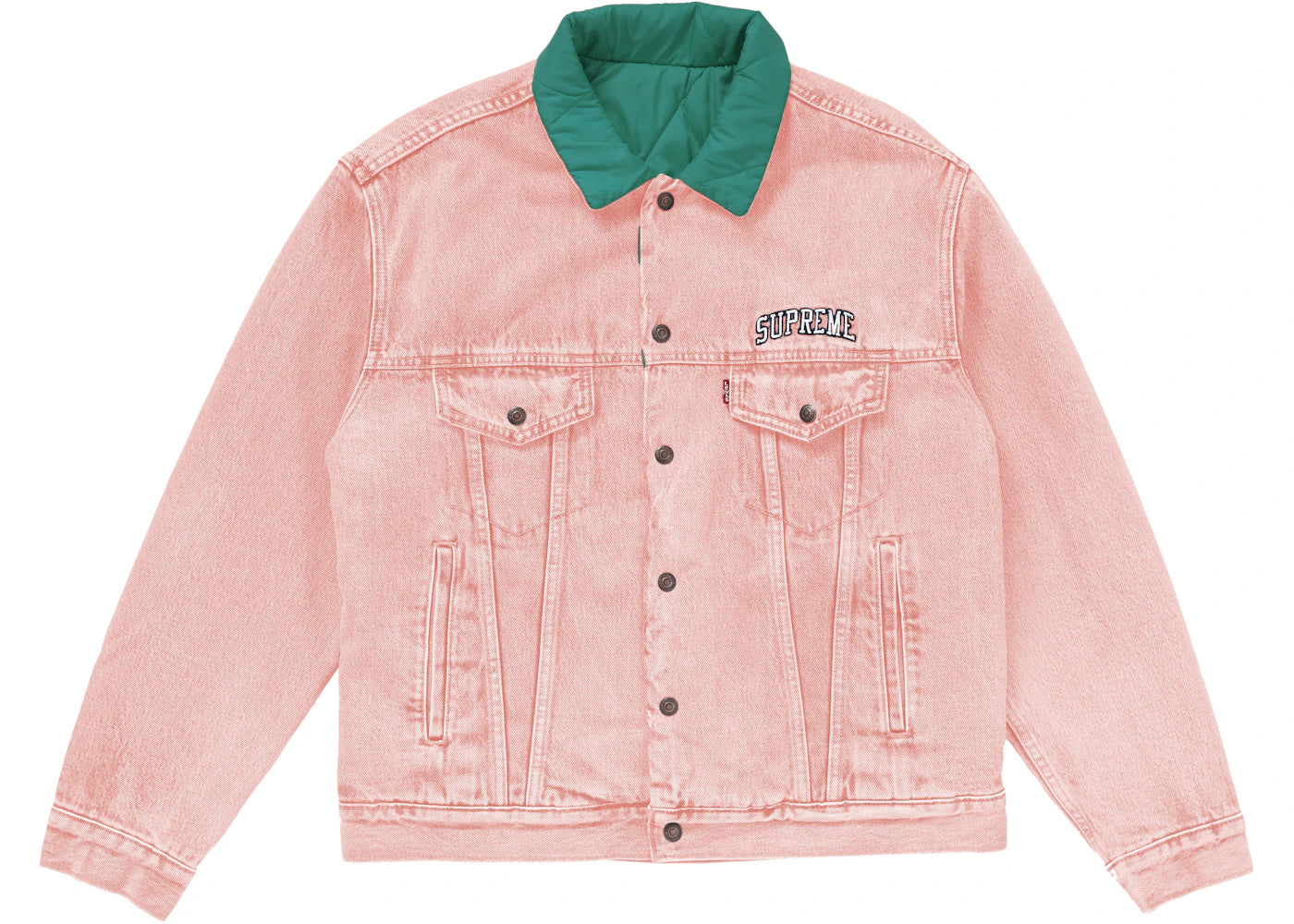 Supreme Levi's Quilted Reversible Trucker Jacket Pink