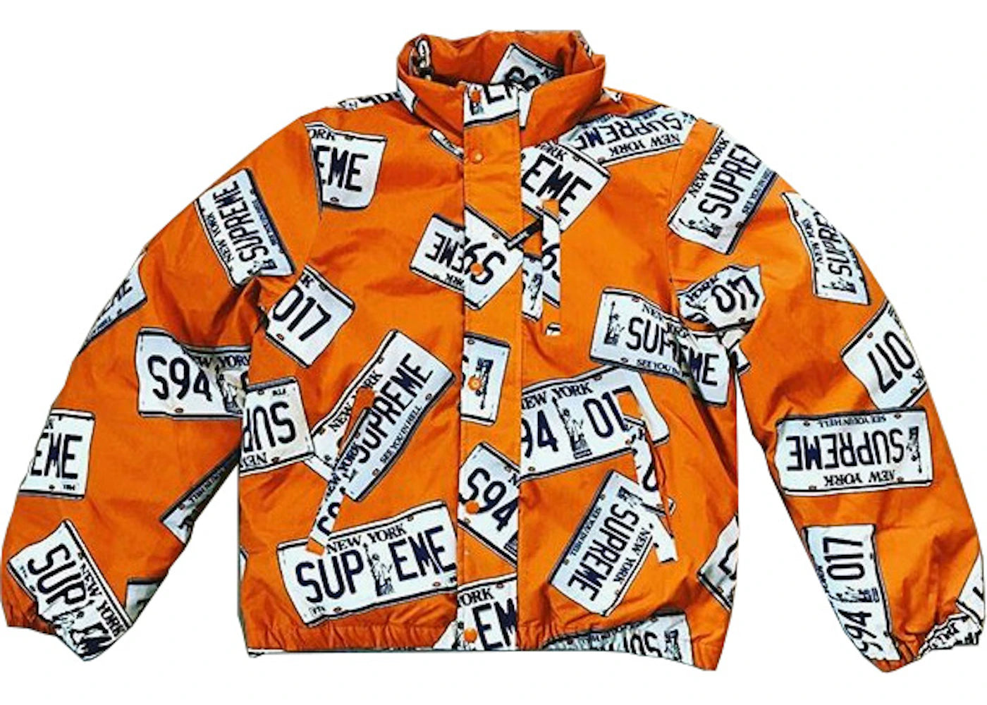 Supreme License Plate Puffy Jacket Burnt Orange