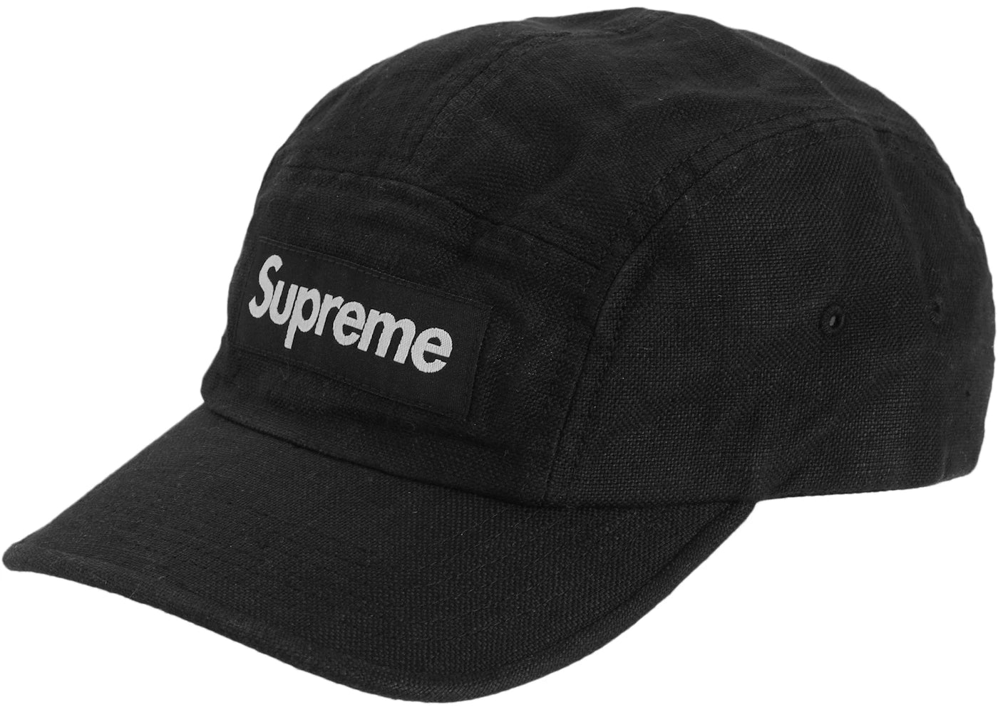 Supreme Linen Fitted Camp Cap Black