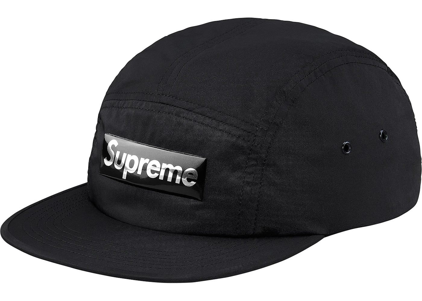 Supreme Liquid Metal Logo Camp Cap Black