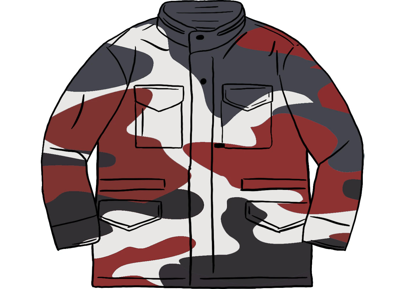 Supreme Logo Camo M-65 Jacket Red