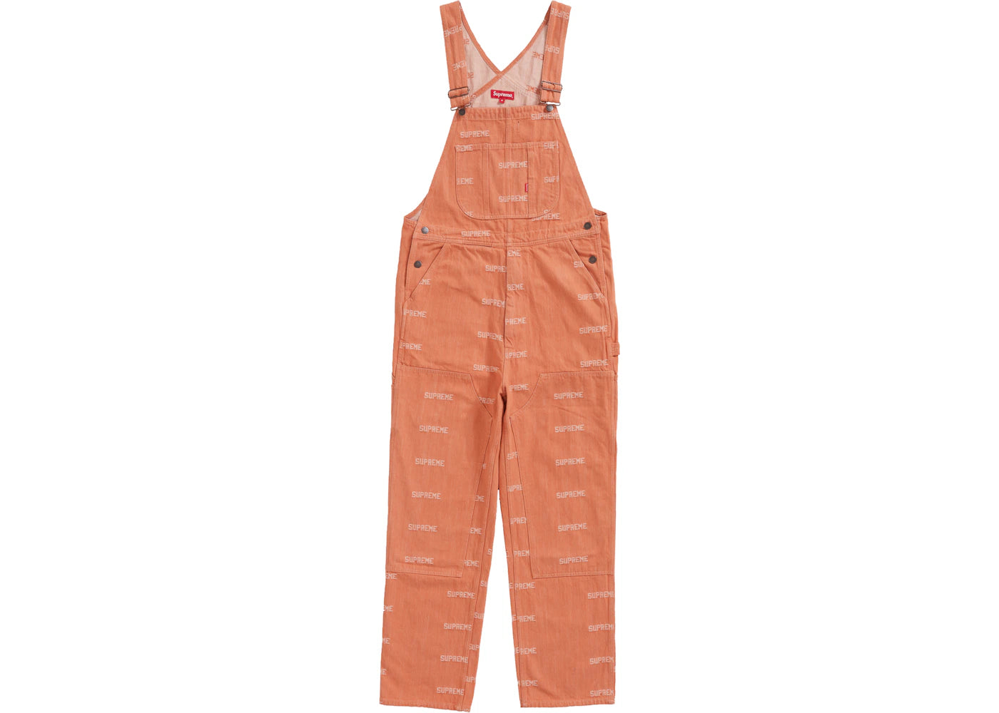 Supreme Logo Denim Overalls Orange