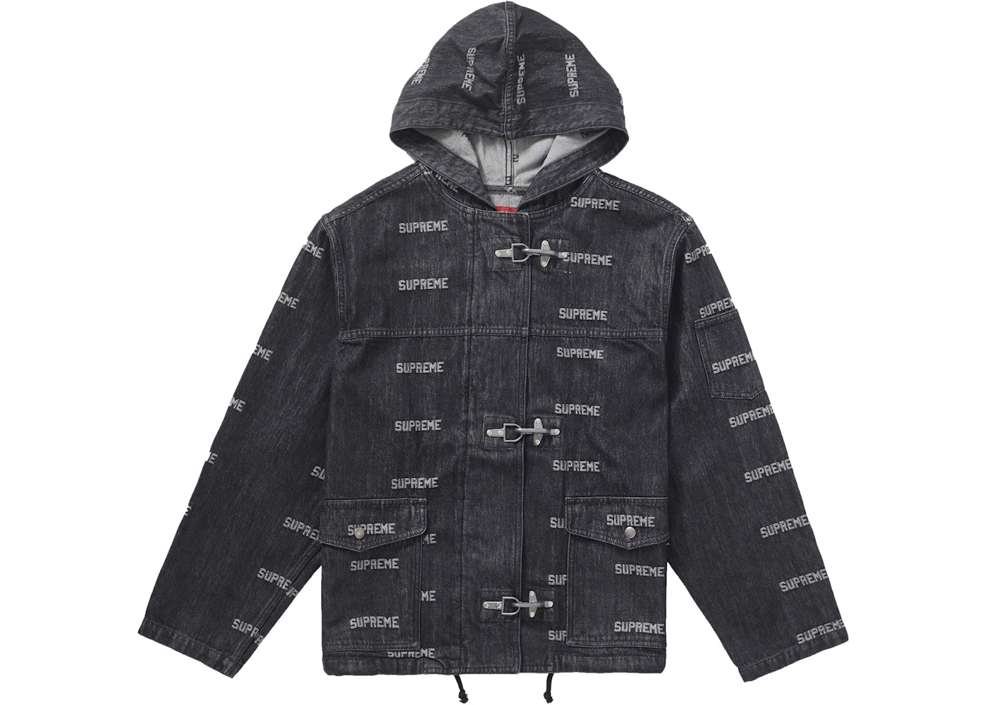 Supreme Logo Denim Turnout Jacket Black