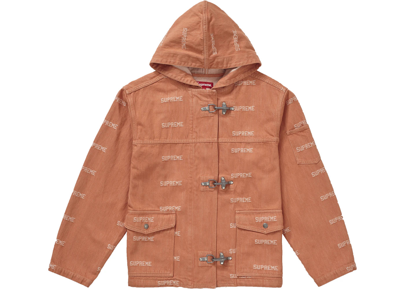 Supreme Logo Denim Turnout Jacket Orange