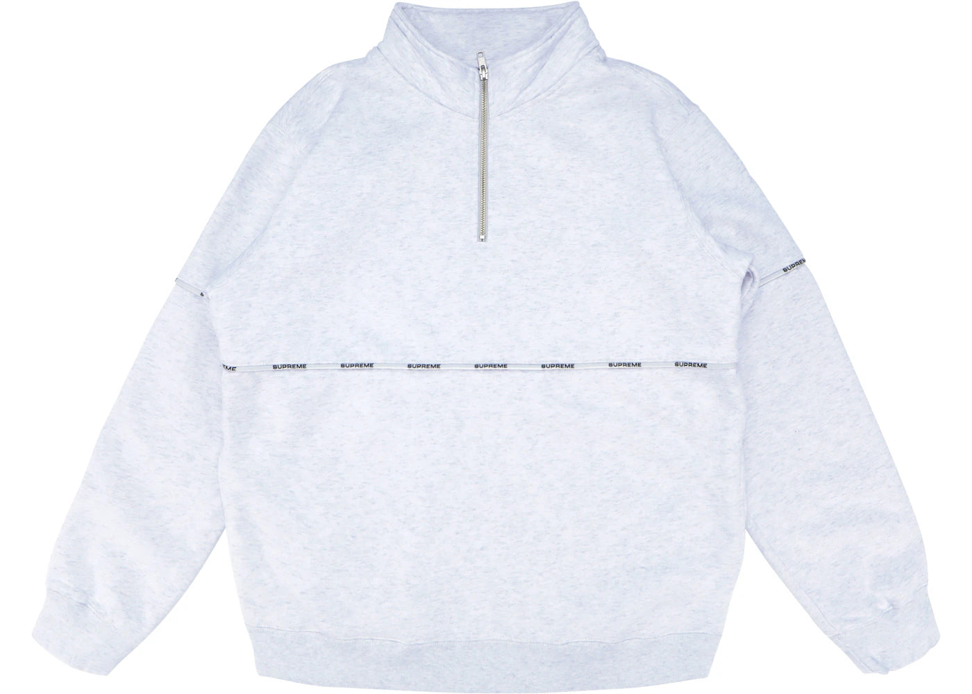 Supreme Logo Piping Half Zip Sweatshirt Ash Grey