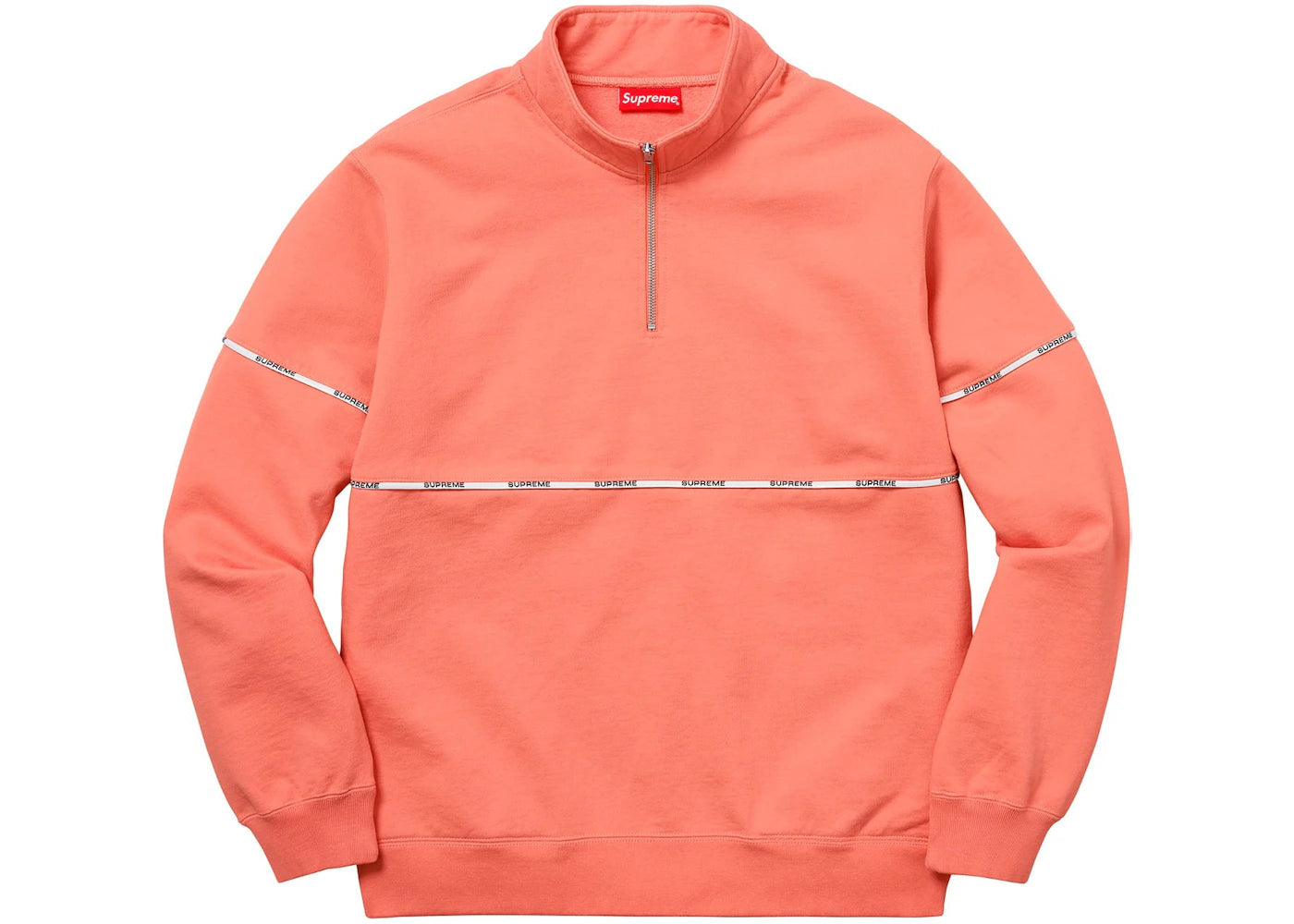 Supreme Logo Piping Half Zip Sweatshirt Coral