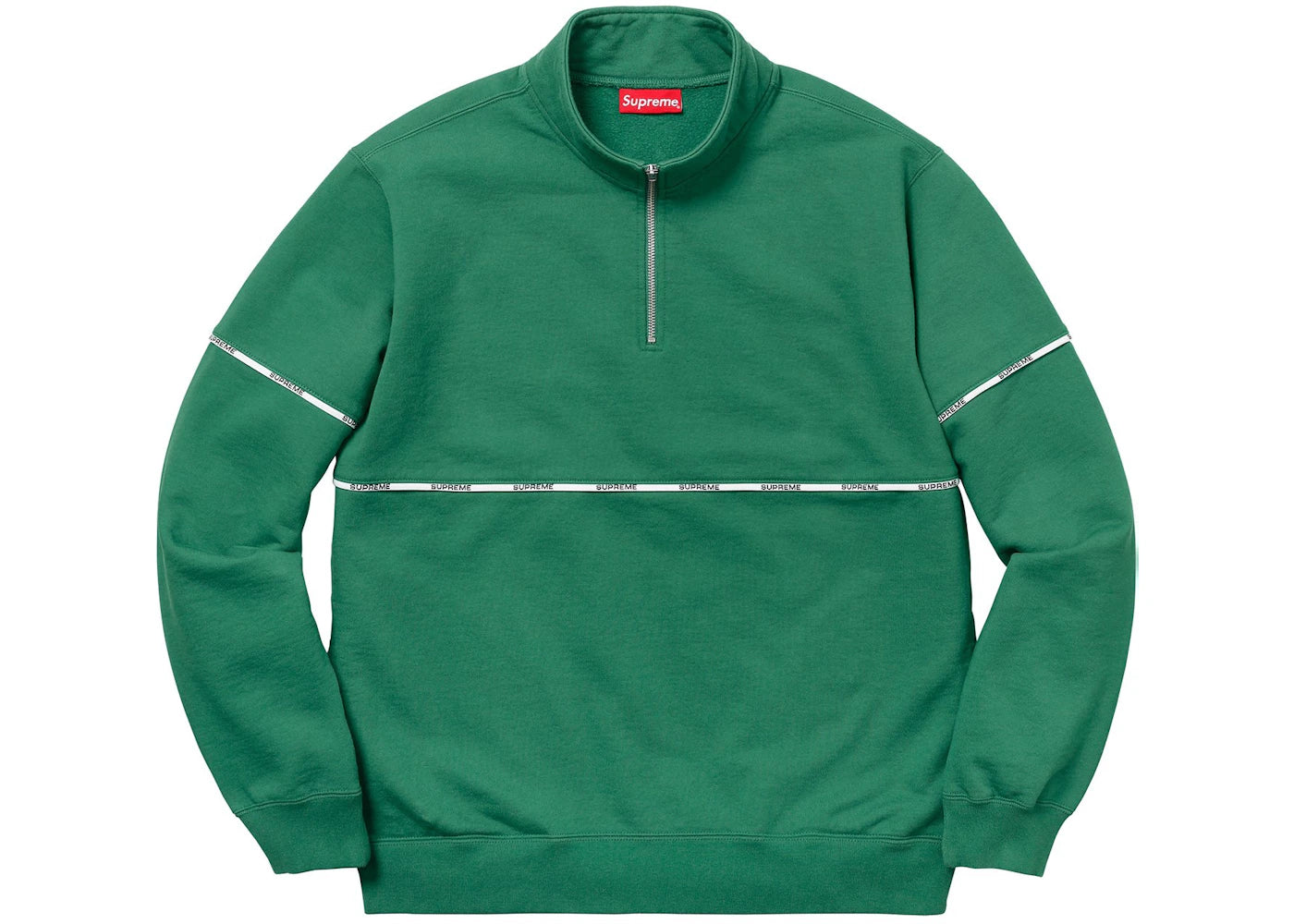 Supreme Logo Piping Half Zip Sweatshirt Light Pine