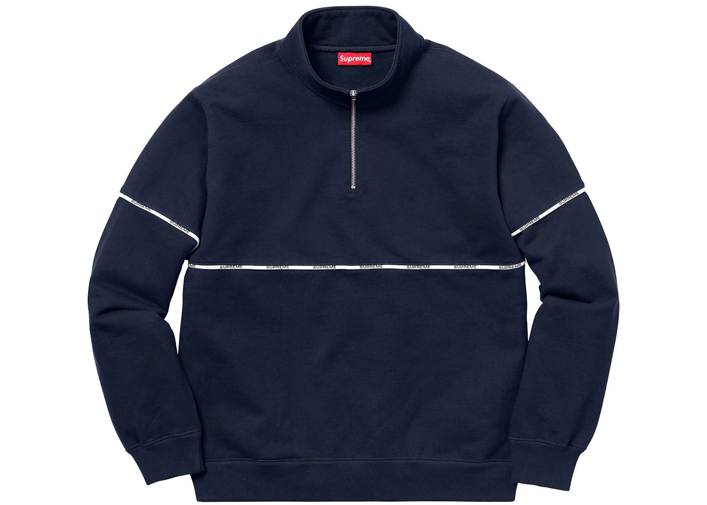 Supreme Logo Piping Half Zip Sweatshirt Navy