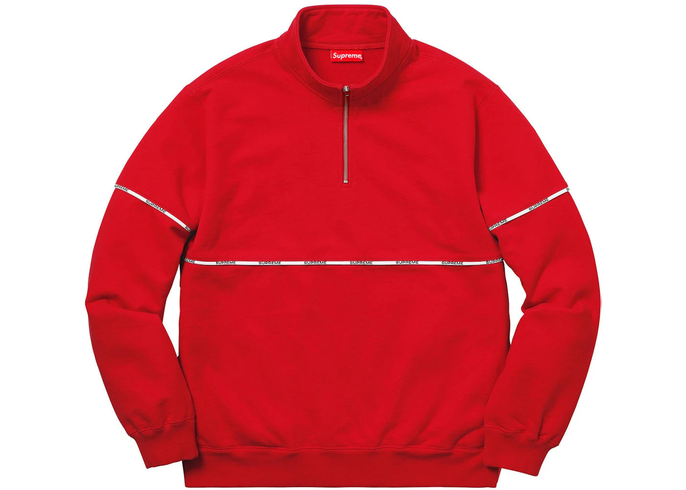 Supreme Logo Piping Half Zip Sweatshirt Red