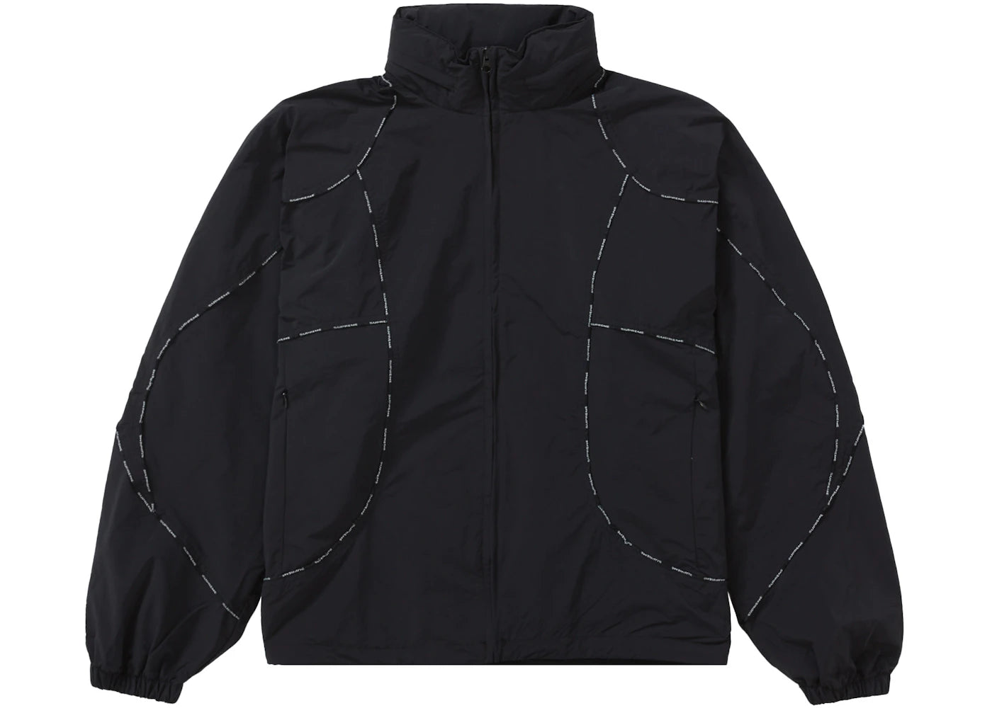 Supreme Logo Piping Hooded Track Jacket Black