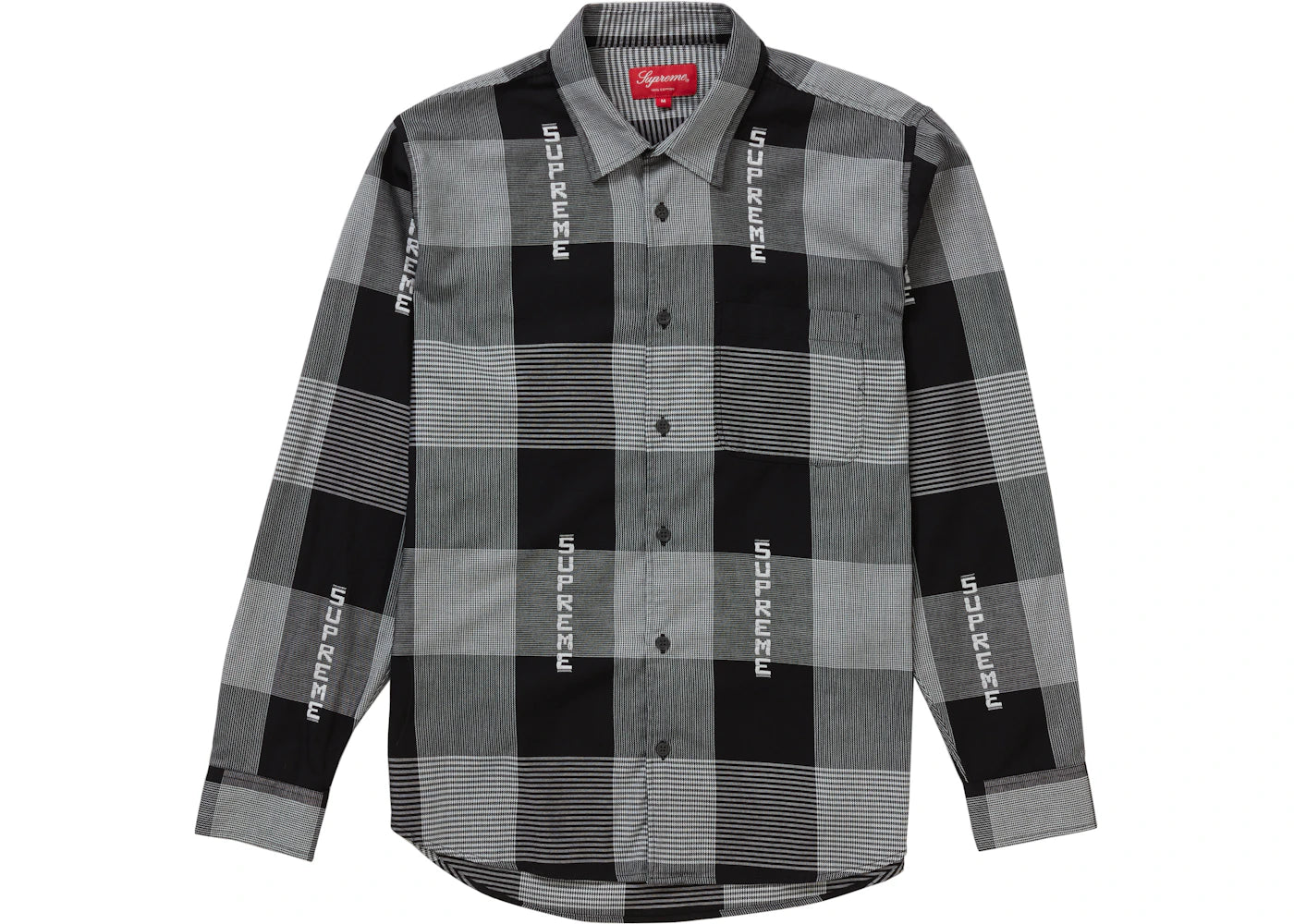 Supreme Logo Plaid Shirt Black