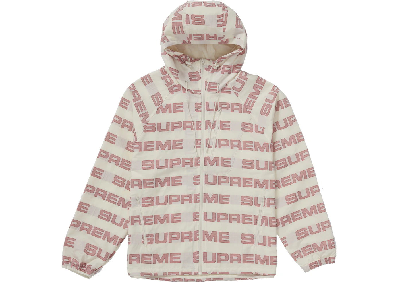 Supreme Logo Ripstop Hooded Track Jacket Natural