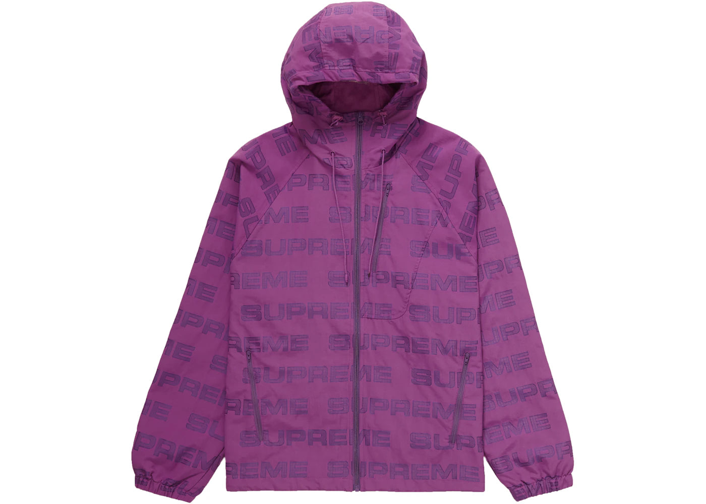 Supreme Logo Ripstop Hooded Track Jacket Purple