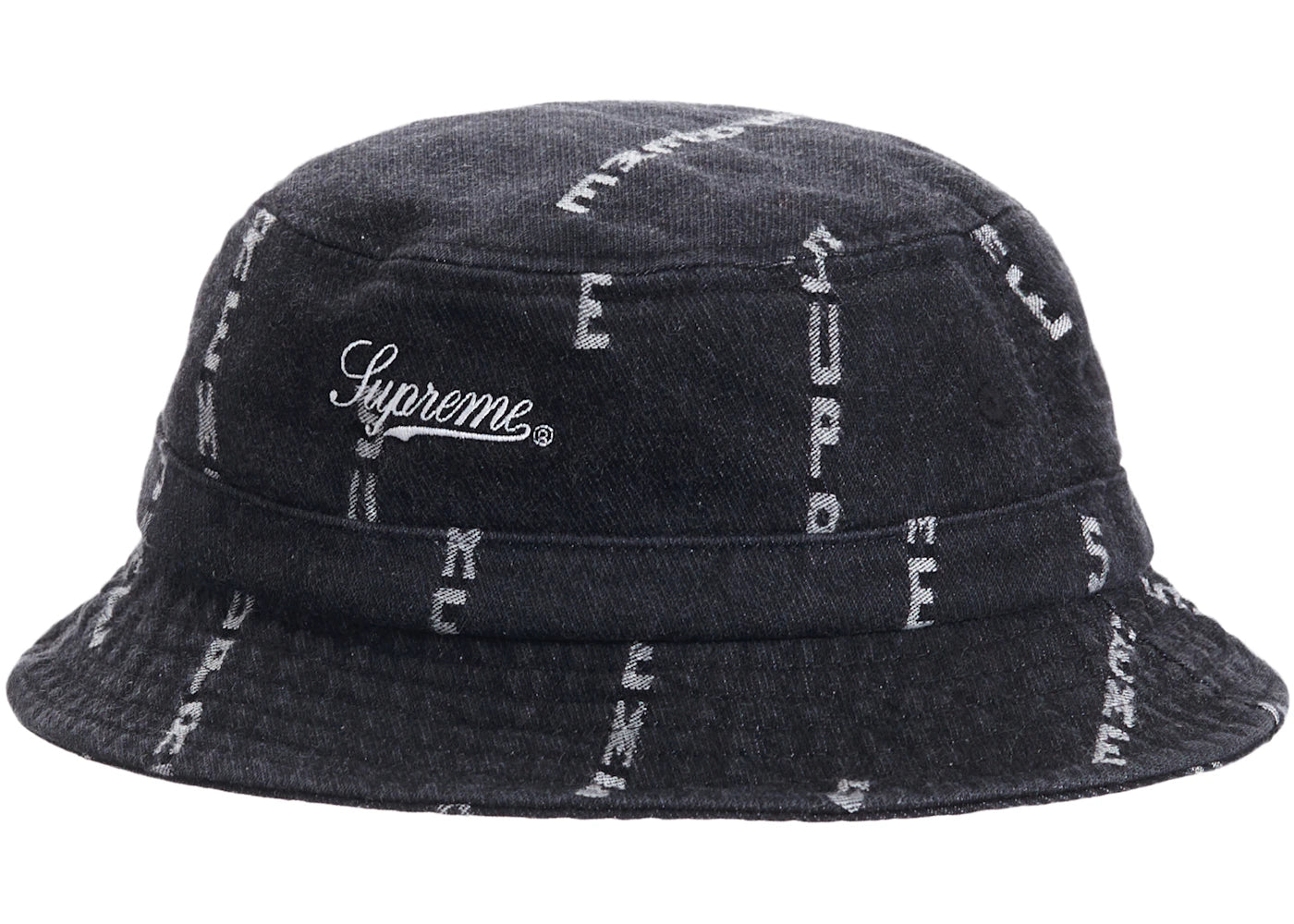 Supreme Logo Stripe Jacquard Denim Crusher Black