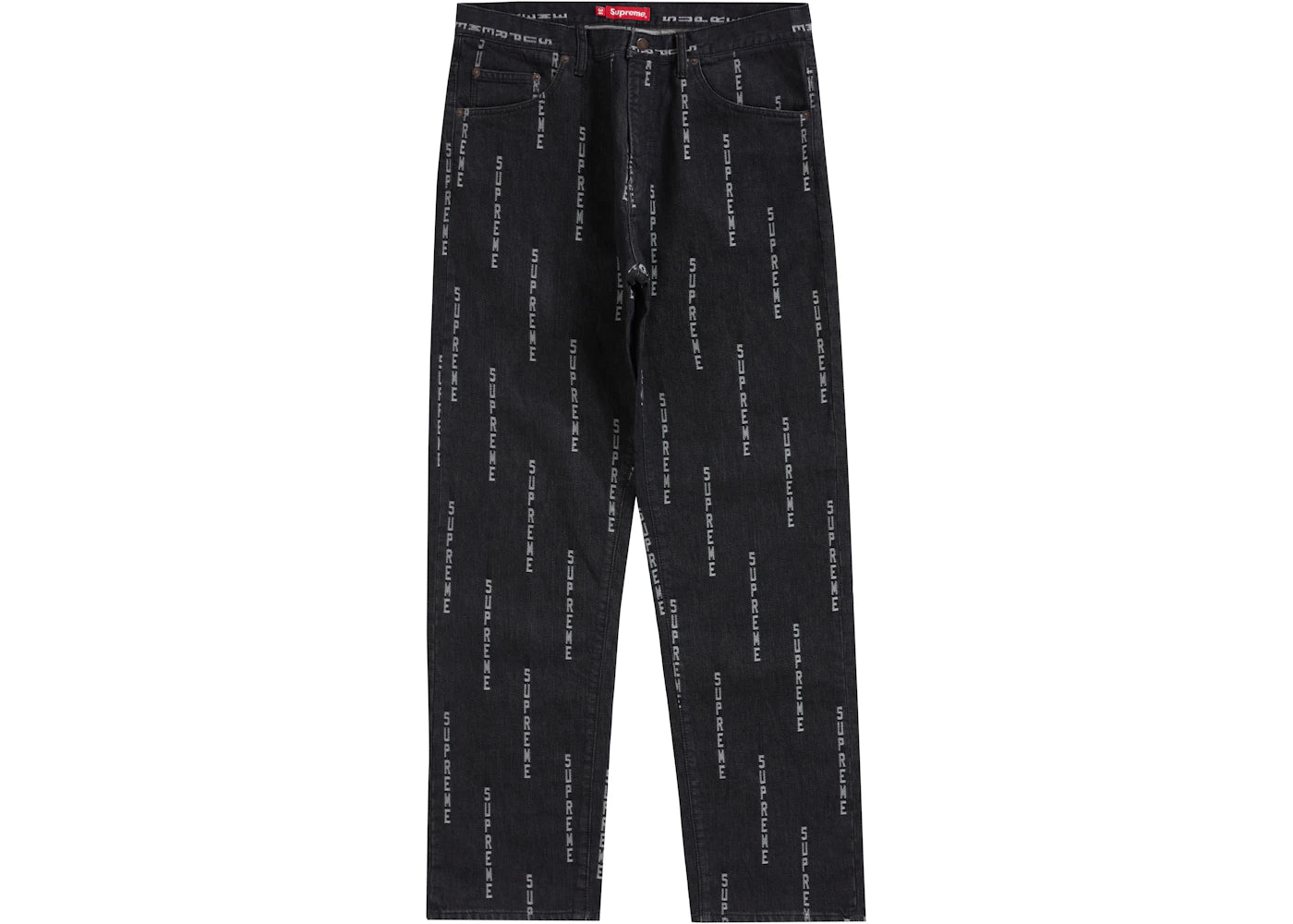 Supreme Logo Stripe Jacquard Regular Jean Black