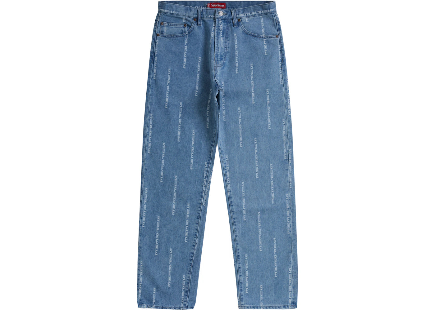 Supreme Logo Stripe Jacquard Regular Jean Blue