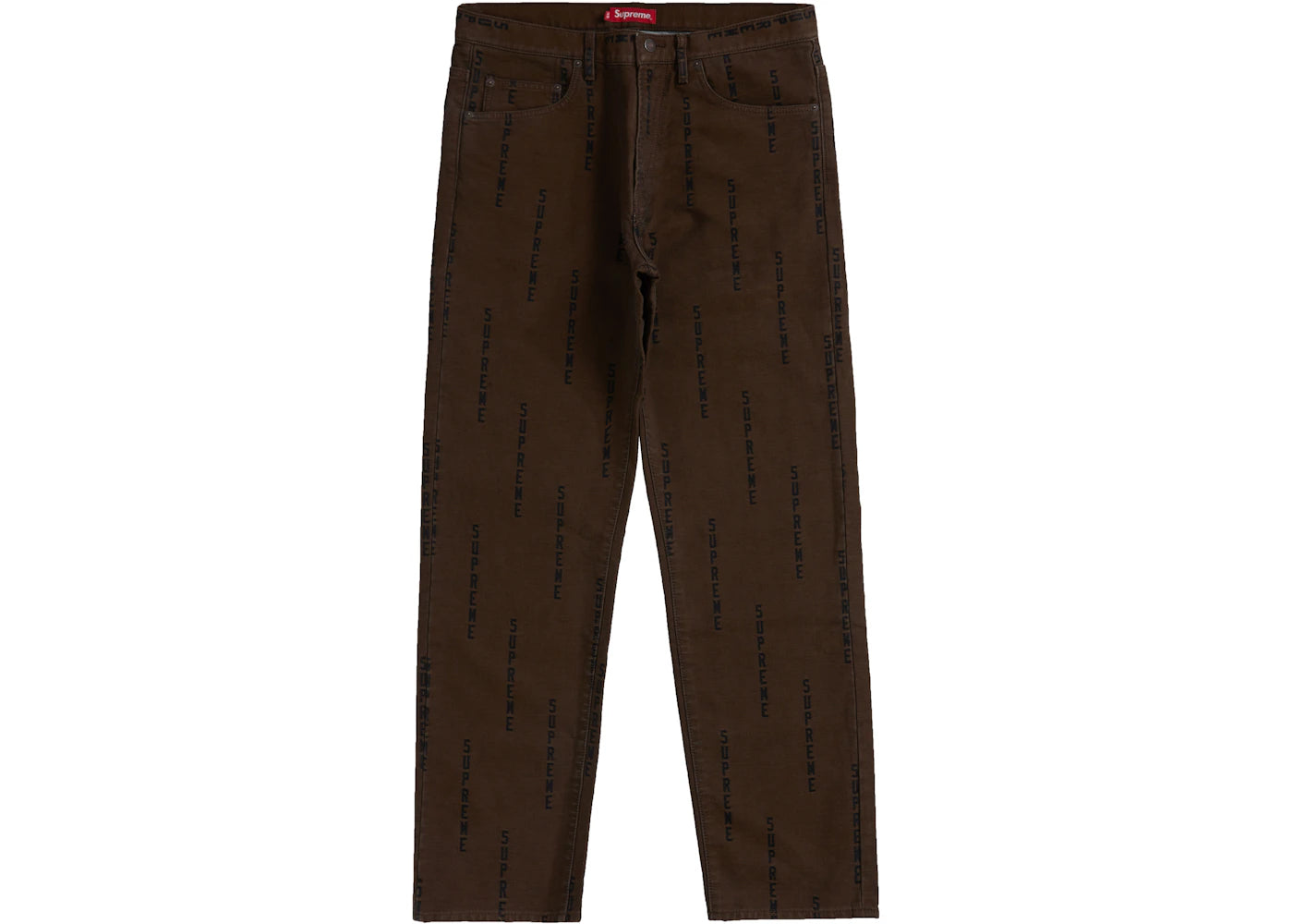 Supreme Logo Stripe Jacquard Regular Jean Brown