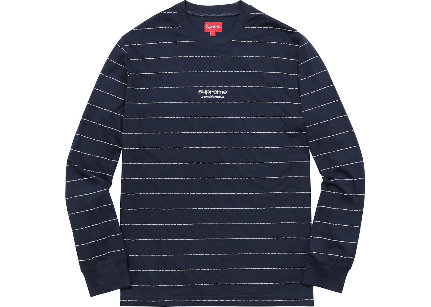 Supreme Logo Stripe L/S Top Navy